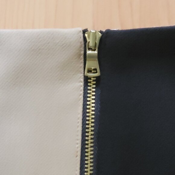 Ann Taylor Black & Tan Color Block Zipper Detail Pencil Skirt - 6 - Picture 6 of 7